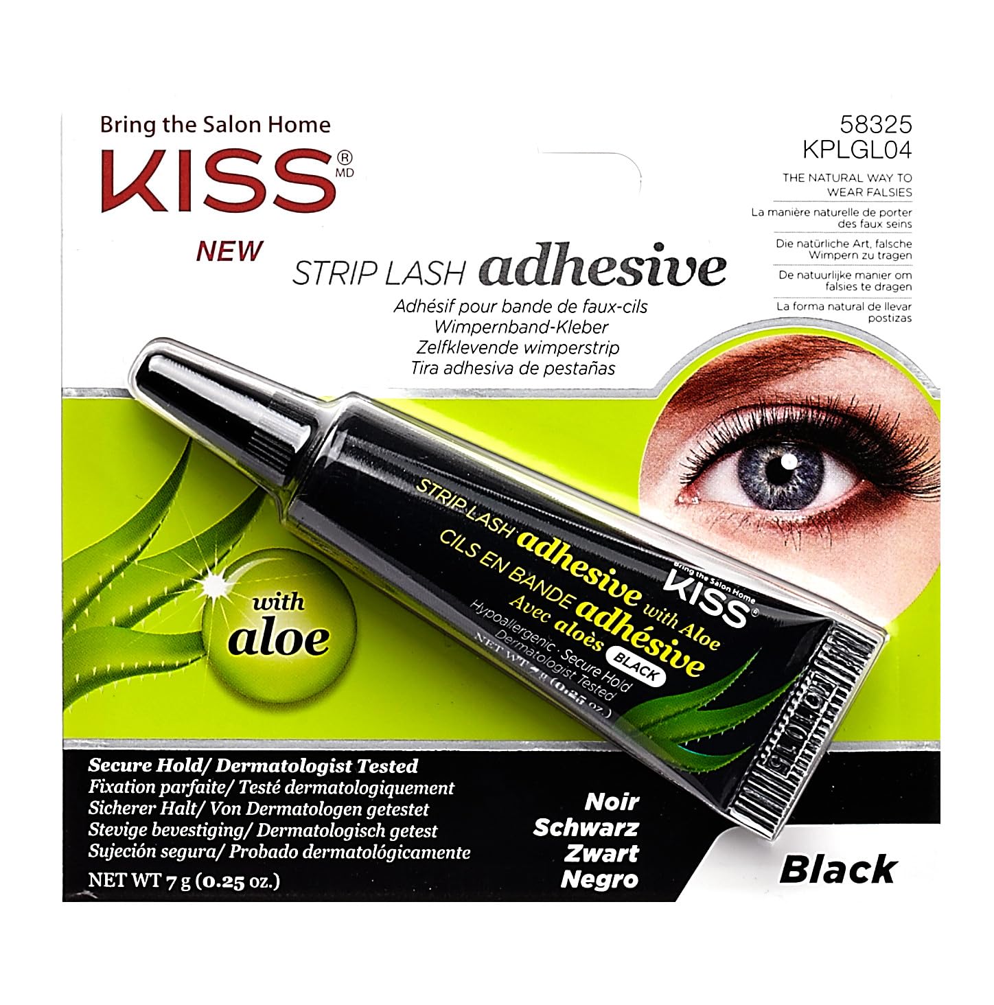 731509583250 Kiss Black with Aloe Vera Strip Lash Adhesive, 7g - Image 1