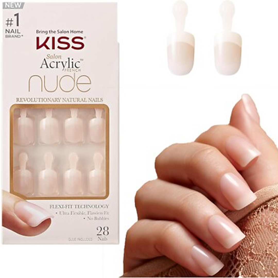 731509642667-A Kiss Salon Acrylic Nude French Nails, 28 Pieces - Image 1