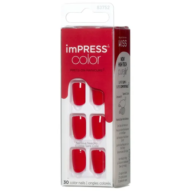 731509837520 A Kiss Impress Press on Manicure Nails - Reddy Or Not, 30 Nails - Image 1