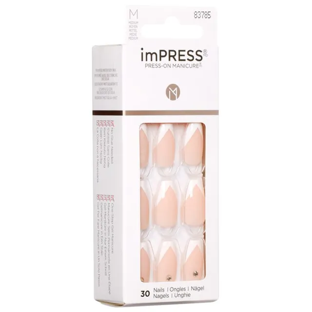 731509837858 A Kiss imPRESS So French Medium Colour Nails, 30 Pieces - Image 1